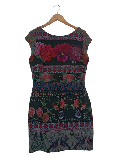 Desigual Damen Sommerkleid Gr. 42/XL Mehrfarbig Bohemian Florales Muster