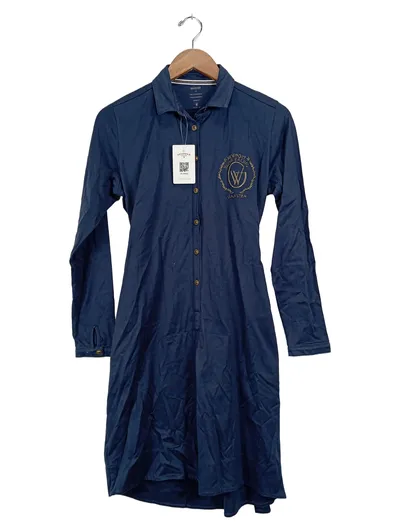 Gaastra Damen Blusenkleid S Blau Casual Langarm Logo Stickerei