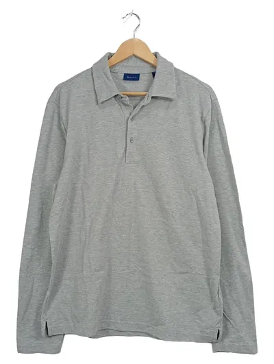 GANT Herren Langarm Poloshirt Grau Meliert Baumwolle Gr. XXL