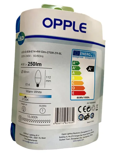 OPPLE LED E14 4W Dimmbar 2700K Warmweiß Kerzenform Leuchtmittel