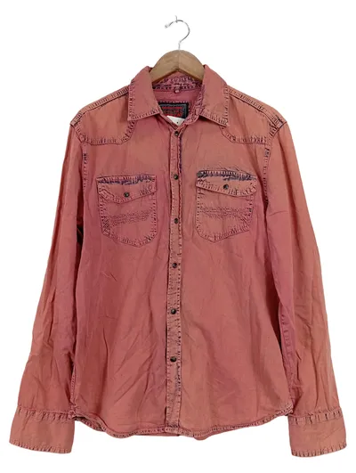 CoolCat Herren Freizeithemd Langarm Uni Orange Gr. 50/L Baumwolle