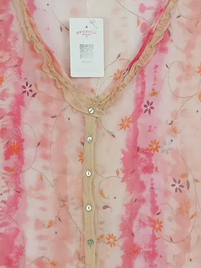 Bottega Damen Bluse Gr. 36 Rosa Blumenmuster Kurzarm
