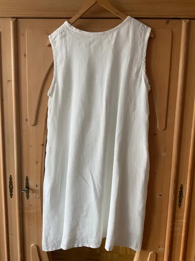 American Vintage Sommerkleid Leinen Midikleid Damen Weiß Gr. 38/M
