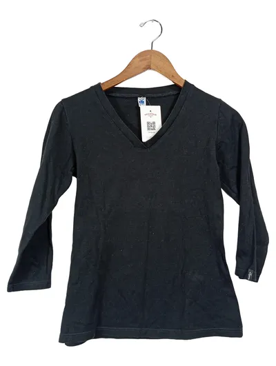 TRIGEMA Langarmshirt Damen V-Ausschnitt Basic Schwarz Gr. 36/S