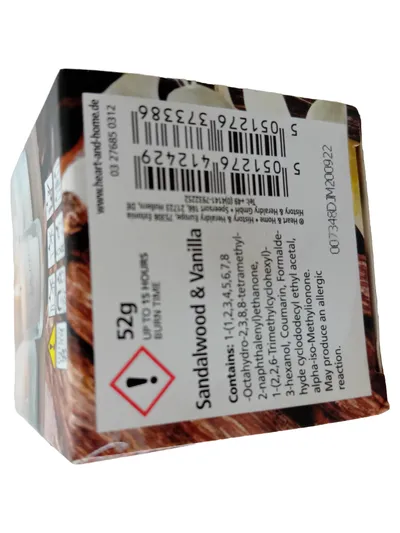 Heart & Home Sandalwood & Vanilla Duftkerze Wachs Mehrfarbig 5cm