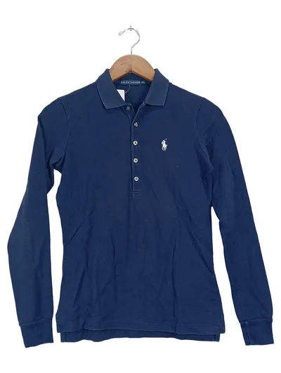 Ralph Lauren Poloshirt Damen Langarm Gr. 36/S Blau Klassisch