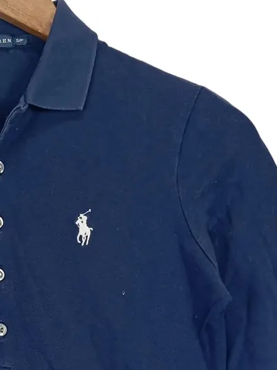 Ralph Lauren Poloshirt Damen Langarm Gr. 36/S Blau Klassisch