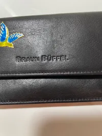 Braun Büffel Damen Geldbörse Leder Schwarz Charmant Vogelmotiv Portemonnaie 3