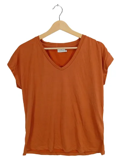 Kaffe Damen T-Shirt V-Ausschnitt Gr. 38/M Orange Casual Basic