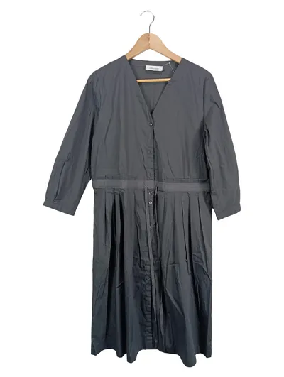 Gran Sasso Damen Freizeitkleid Gr. 44 Grau Modern Baumwolle Midikleid