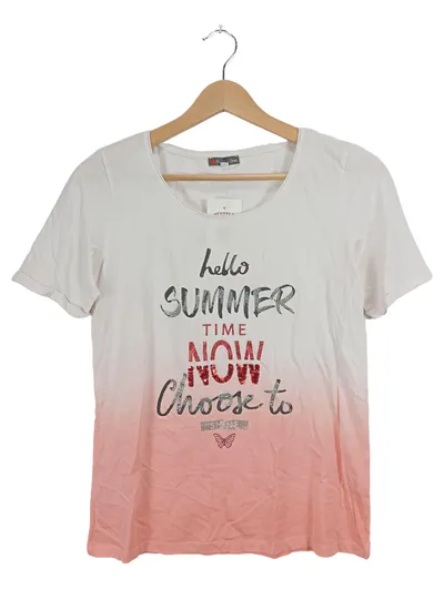 Street One Damen T-Shirt Gr. 34/XS Rosa Weiß Farbverlauf Sommer