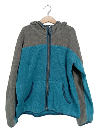 hessnatur Kinder Fleecejacke mit Kapuze Gr. 140 Mehrfarbig Outdoor