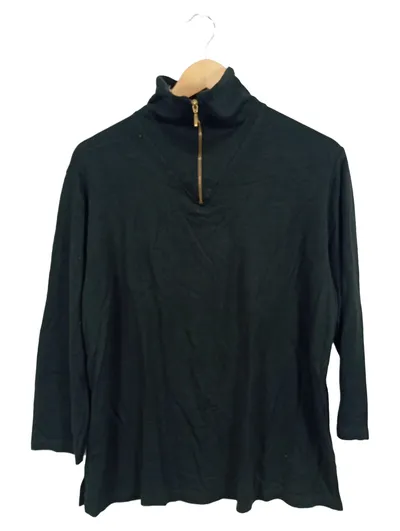 GOLLEHAUG Damen Pullover Gr. 48 Schwarz Reißverschluss Leopardenmuster Casual