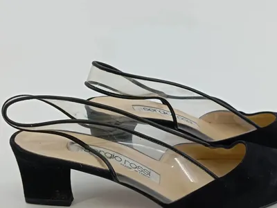 Sergio Rossi Damen Slingpumps Gr. 38.5 Schwarz Elegant Slingback