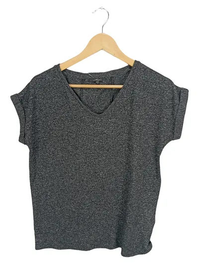 Mavi Damen T-Shirt meliert Viskose Kurzarm Grau Gr. 36/S