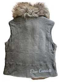 Elisa Cavaletti Fellweste Damen Bohemian Grau Gr. 38 M Baumwolle 2
