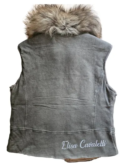 Elisa Cavaletti Fellweste Damen Bohemian Grau Gr. 38 M Baumwolle