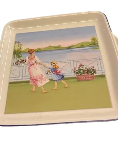 Villeroy & Boch Servierplatte Mutter Kind Porzellan Mehrfarbig 20x23cm