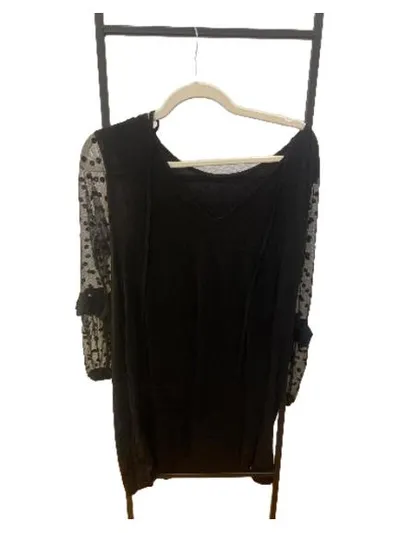 ASOS Damen Kleid Gr. 38 Schwarz Netzärmel Tupfen Rüschen Elegant