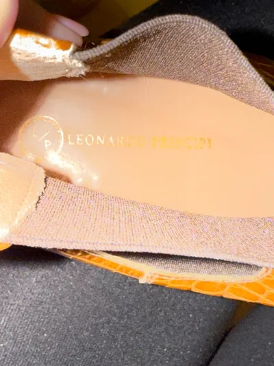 Leonardo Principi Damen Chelsea Boots Leder Kroko Optik Braun Gr. 41