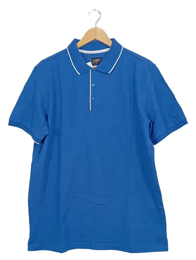 James & Nicholson Poloshirt Herren Gr. L Blau Baumwolle Kurzarm