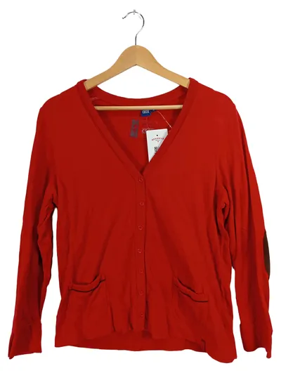 Cecil Damen Strickjacke Rot L Baumwolle Knopfleiste Lederdetails Casual Alltag
