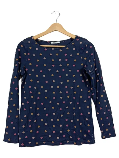 EDC by Esprit Damen Langarmshirt Punkte Blau Gr. S 36 Baumwolle