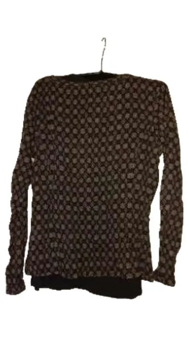 Kenny S. Damen Bluse Gr. 38 Grau Geometrisch Muster Langarm Casual