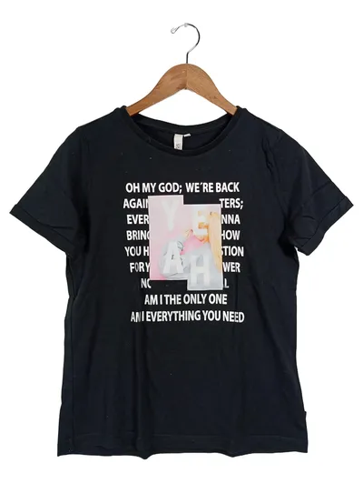 Q/S designed by Damen T-Shirt Schwarz Print Gr. 34/XS Casual