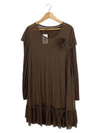 Apricot Damen Freizeitkleid Gr. 44 Braun Langarm Blumen Applikation 1