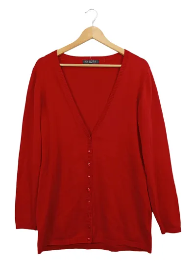 In Linea Damen Strickjacke Rot Gr. 40/L Basic Baumwolle