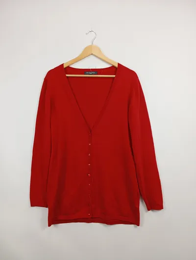 In Linea Damen Strickjacke Rot Gr. 40/L Basic Baumwolle