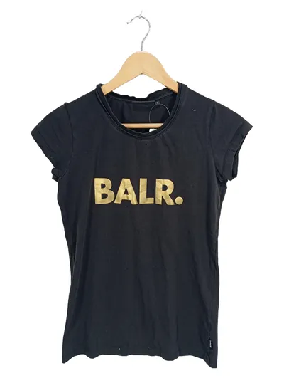 BALR. Damen T-Shirt Schwarz Gold Logo Print Gr. S Streetwear