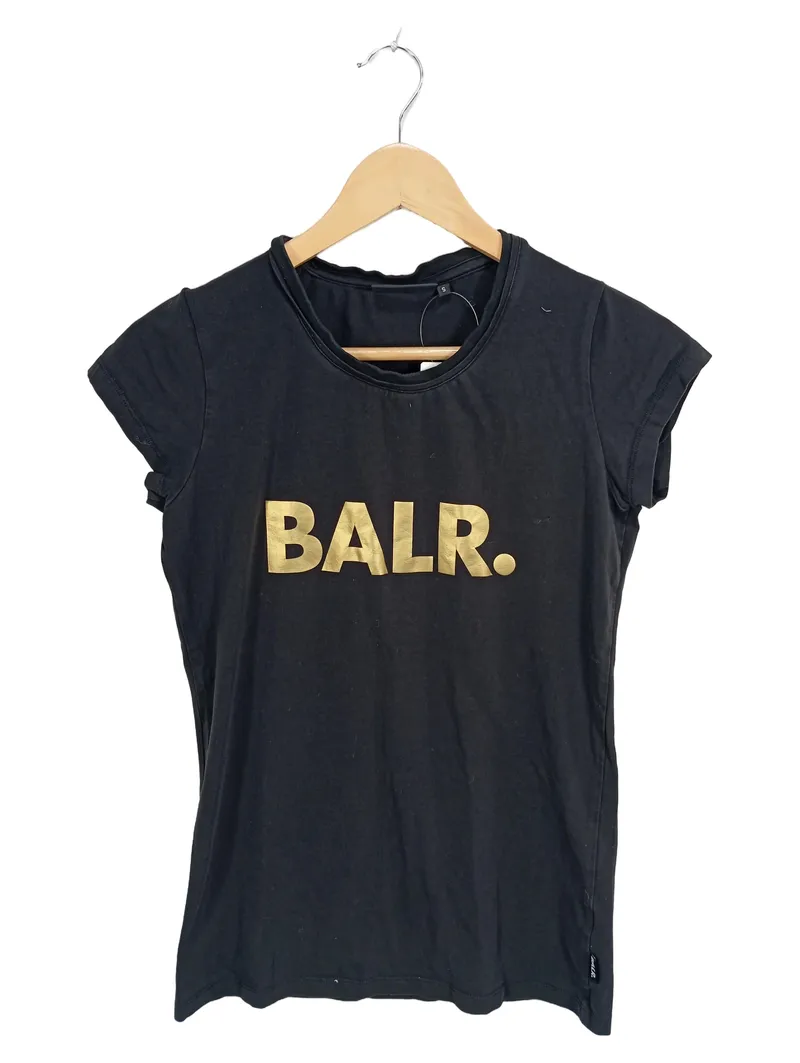 BALR. Damen T-Shirt Schwarz Gold Logo Print Gr. S Streetwear 1