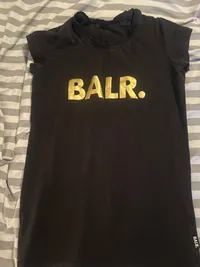 BALR. Damen T-Shirt Schwarz Gold Logo Print Gr. S Streetwear 2