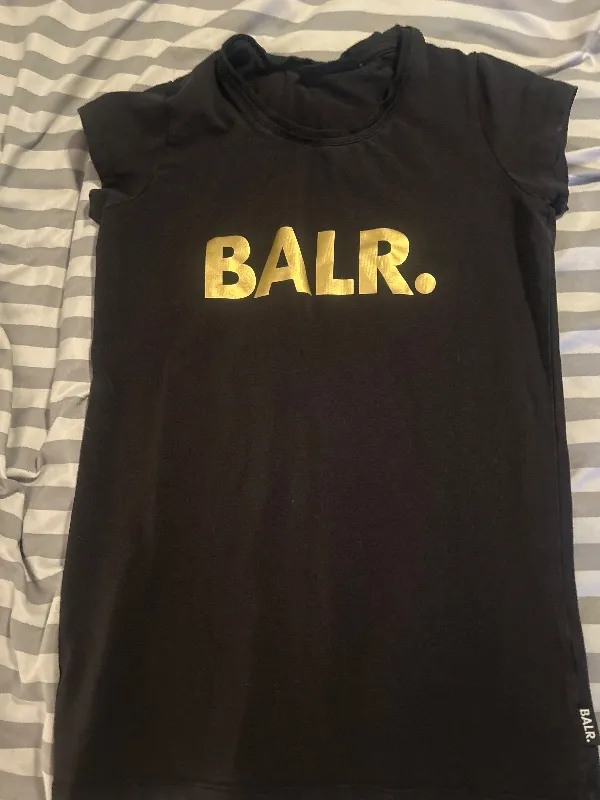 BALR. Damen T-Shirt Schwarz Gold Logo Print Gr. S Streetwear 2