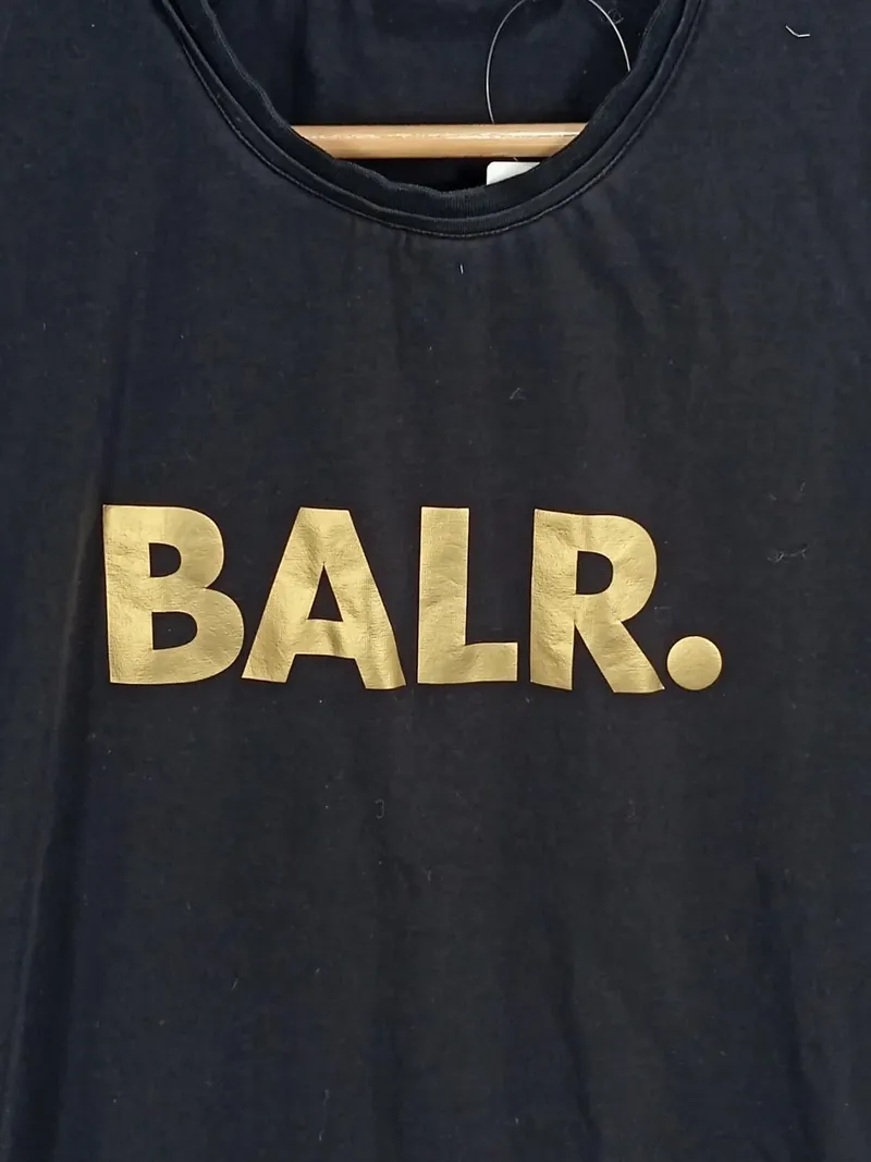 BALR. Damen T-Shirt Schwarz Gold Logo Print Gr. S Streetwear 4