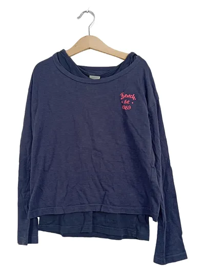 Bench Kinder Langarmshirt Blau Gr. 140 Casual mit Schriftzug Aufdruck