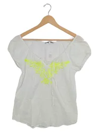 Emily van den Bergh Damen Bluse Gr. 36 S Weiß Stickerei Kurzarm Casual 1