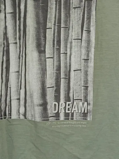 everme Damen T-Shirt Gr. 40/L Oliv Grafik Spitze Baumwolle Kurzarm Casual