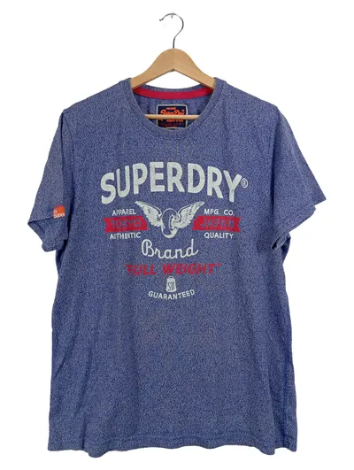 Superdry Herren T-Shirt Vintage Tokyo Japan Blau Meliert Gr. XXL