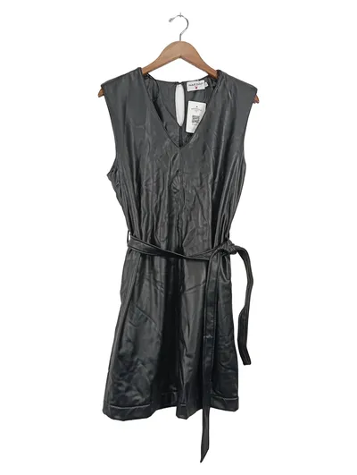NAF NAF Etuikleid Damen Gr. 42/XL Schwarz Kunstleder Modern