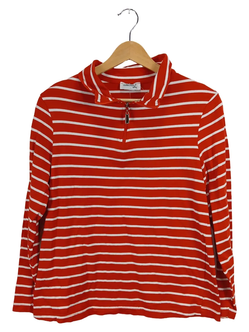 Collection L Damen Langarmshirt Gr. 40 Rot Gestreift Freizeit Baumwolle 1