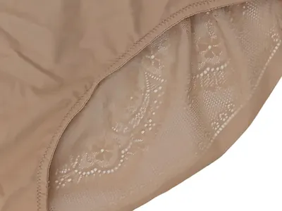 Schiesser Damen Slip Basic Spitze Beige Gr. 42 XL Unterhose Panty