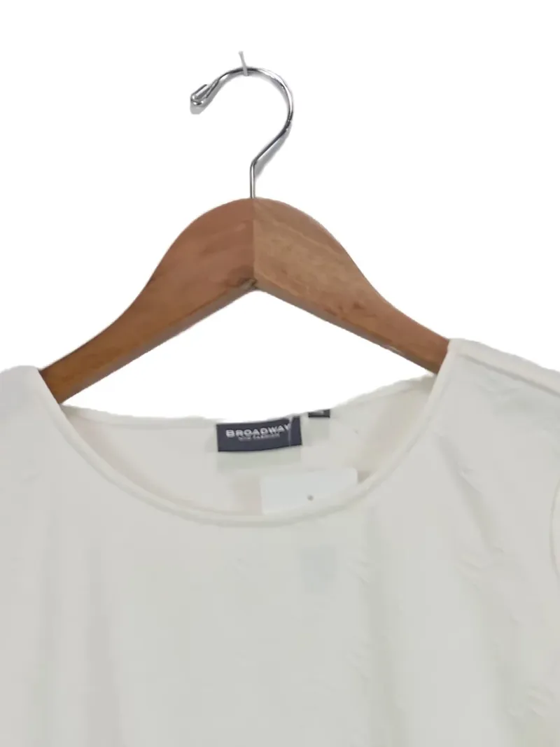 Broadway Damen T-Shirt Weiß Herzmuster Casual Gr. 34/XS 2