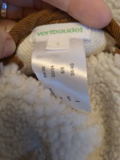 Vertbaudet Damen Steppweste Cord Braun Teddyfutter Gr. S 34/36