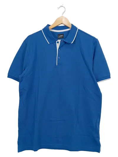James & Nicholson Herren Poloshirt Blau Gr. L Baumwolle Kurzarm