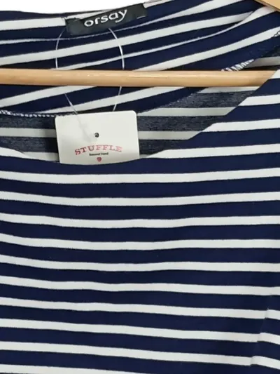 Orsay Damen T-Shirt 3/4-Arm gestreift blau maritim Viskose Gr. L