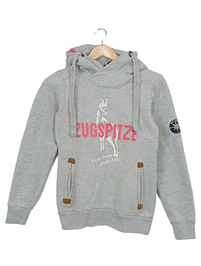 Salzhaut Damen Hoodie Zugspitze Bergziege Gr. XS Grau Kapuzenpullover