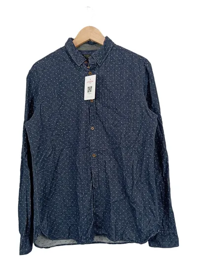 AllSaints Herren Business Hemd Blau gepunktet Gr. 48;M Baumwolle Langarm